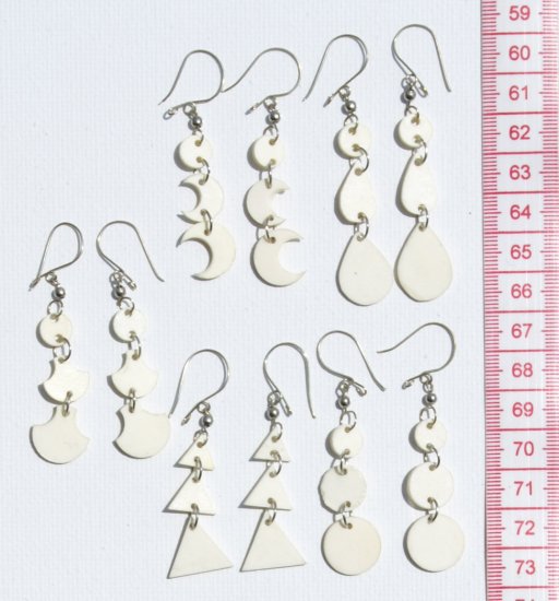 Lot 5 Pairs White Carved Earrings Jewelry Art Wholesale