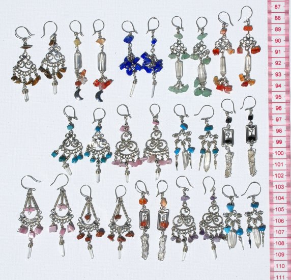 7 Pairs White Crystal Earrings, Cheap Wholesale Jewelry