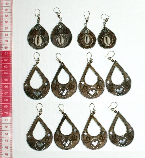 5 pairs metal earrings ethnic drawings models jewelry