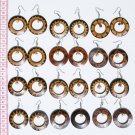 8 Pairs Round Wooden Brown Earrings Ethnic Style Design
