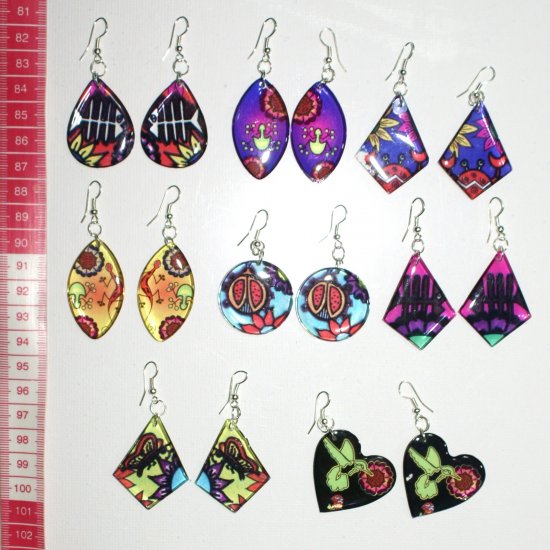 8 pairs earrings color ethnic ornament peruvian jewelry