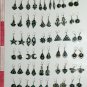 7 pairs small earrings bull horn and green-blue stones