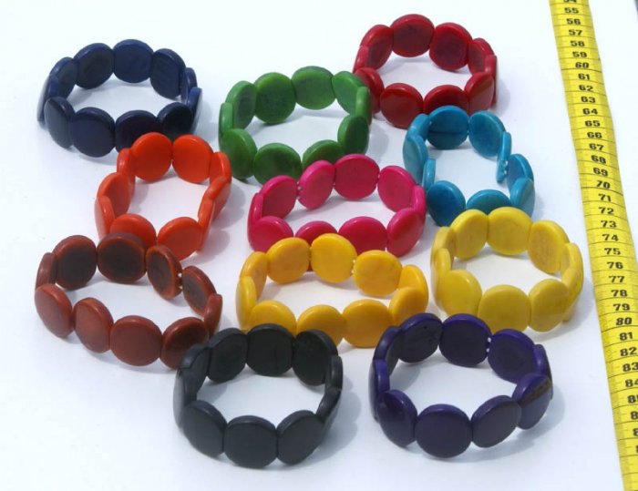 LOT 7 COLOR BRACELETS MADE OF TAGUA, ECUADOR