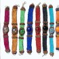 6 Wide Woven Leather Bracelet With Colored Murano Glass