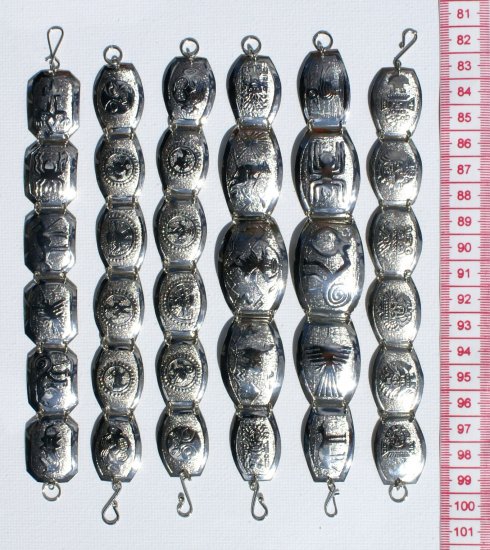 6 Metal Plates Bracelets Ethnic Peruvian Design Drawing