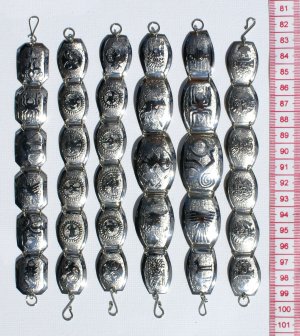 6 Metal Plates Bracelets Ethnic Peruvian Design Drawing