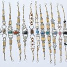 10 Bamboo Wood Bracelets Natural Peruvian Piedra Stones