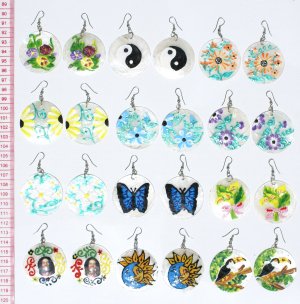 6 Pairs Hand Painted Earrings Peruvian Painting Drawing