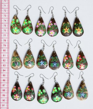 7 Pairs Coco Earrings Hand Paint Flower Painting Art