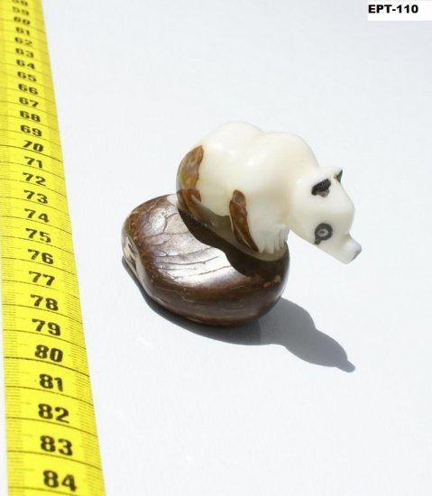 Hand Carved Tagua Figurine Panda Bear, Art Of Ecuador