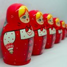 Red Matryoshka Babushka Russian Wooden Stacking Nesting Doll Souvenirs Toys for Kids 7pc