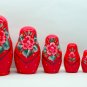 Red Matryoshka Babushka Russian Wooden Stacking Nesting Doll Souvenirs Toys for Kids 7pc