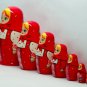 Red Matryoshka Babushka Russian Wooden Stacking Nesting Doll Souvenirs Toys for Kids 7pc