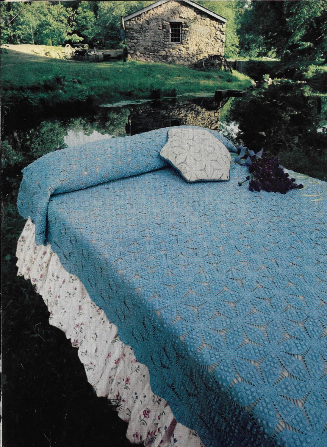 Swedish Popcorn Bedspread Snipped Crochet Pattern