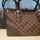 GUCCI Brown or Black Canvas Leather GG Guccissima Tote Bag