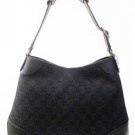 GUCCI Black Canvas Leather GG Guccissima Medium Hobo Bag Shoulder Purse