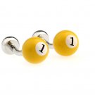 yellow number one billiards Cufflinks,  free shipping men's cufflinks wholsale&retail