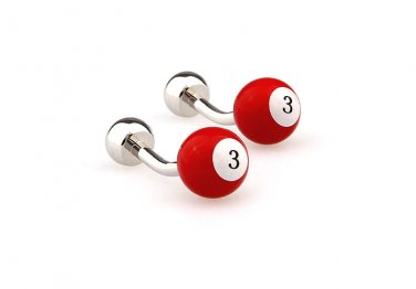 red number three billiards Cufflinks,  free shipping men's cufflinks wholsale&retail