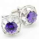 fashion purple crystal cufflinks, free shipping cuff links for men and women