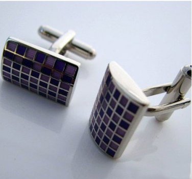 Silver stripe purple plaid style Shirt cuff Cufflinks cuff links drop shipping for men's gift