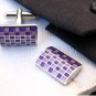 Silver stripe purple plaid style Shirt cuff Cufflinks cuff links drop shipping for men's gift