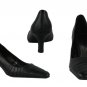 WOMENS LADIES LOW KITTEN HEEL LEATHER BLACK OFFICE WORK COURT SHOES SIZE