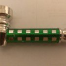 2.5″ Diamond Cut Metal Pipe Green with Silver Squares