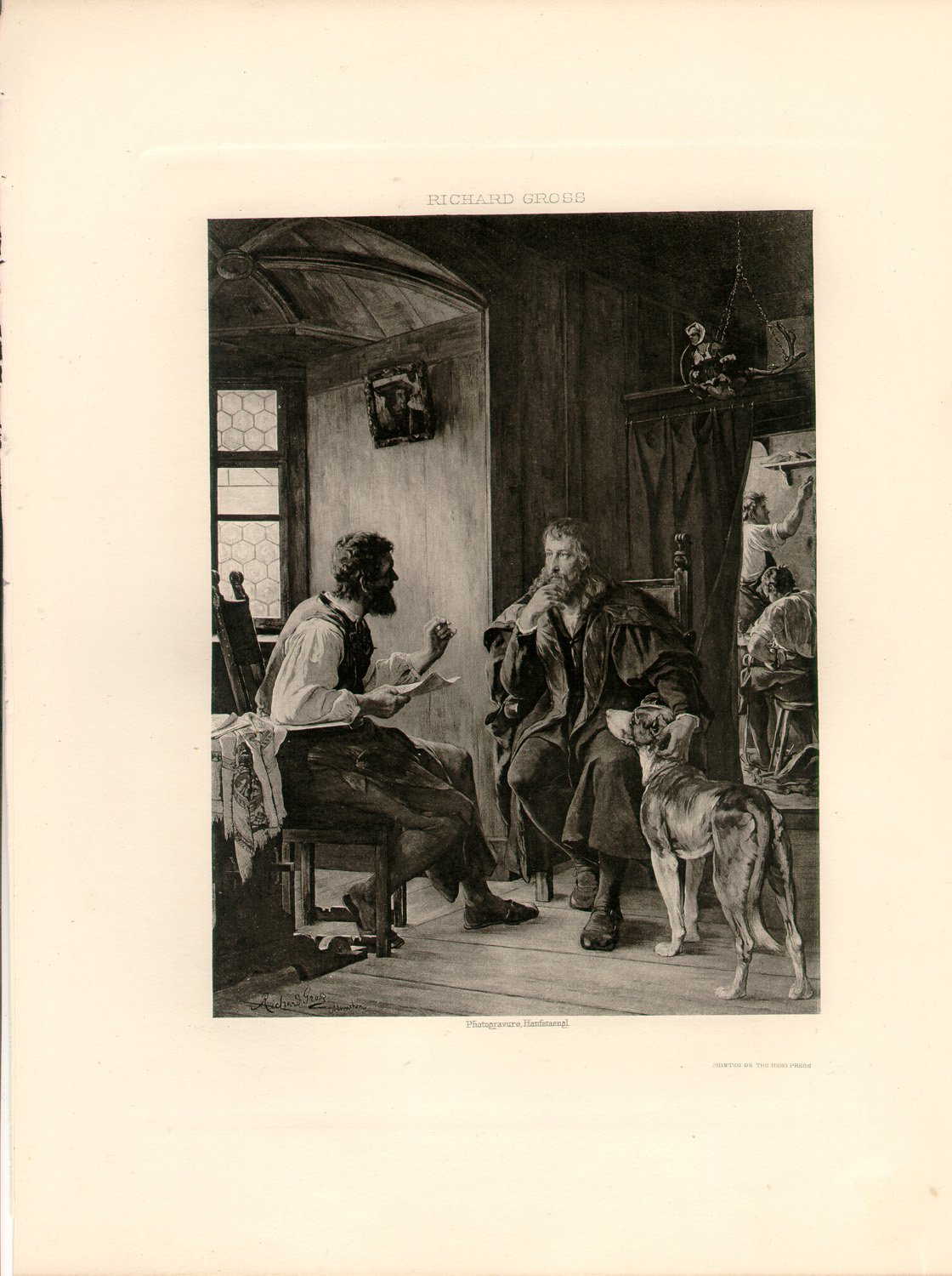 Albert Durer Visits Hans Sachs, 120 year old original antique photogravure