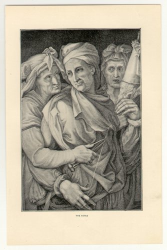 The Fates, 108 year old original antique print