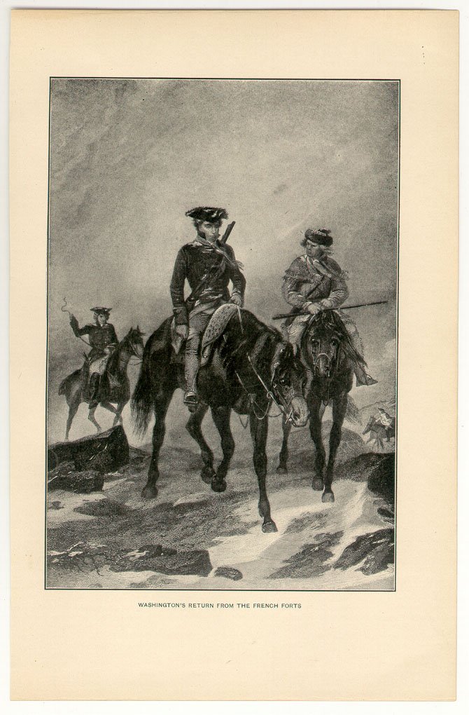 Washington&acirc;��s Return from the French Forts, original antique art print