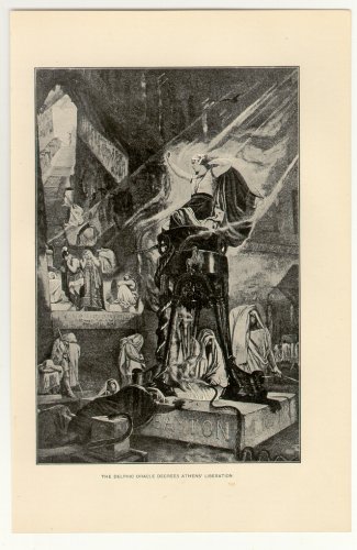 The Delphic Oracle Decrees Athens&acirc;�� Liberation, 108 year old original antique print