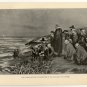 Pilgrims Watching the Departure of Mayflower from America, 108 year old original antique print