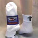 12 Pr White Quarter Socks WITH 1 CROSS ON BACK. SIZE 10-13 Free S&H