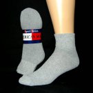12 Pr Adult Quarter Socks Solid Gray Size 10-13 Free S&H
