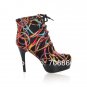 1. Spring New Women Girl Lace Loop Pumps Party Martin Knight Boots Wedges High Heels Shoes