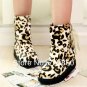 9. Spring New Women's Girl Geek Chic Snow Half Boots Leopard Bowknot Flat Platform Shoes