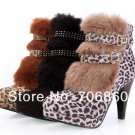 11. Spring New Women Girl Pumps Leopard Suede Wedges Club Wedding Shoes Stiletto Martin Boots