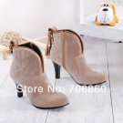 14. Spring New Women Girl PU Mash up Wedges Wedding Martin Knight Short Boots Pumps High Heels Shoes