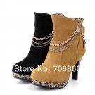 23. Spring New Women Girl Comfort Pumps Suede Boots Sexy Wedges Leopard Wedding Heels Shoes