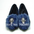 26. Winter Skull Heads Spring Upset Wedding Ballet Rabbit Hair Flat Shoes Free Shipping