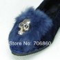 26. Winter Skull Heads Spring Upset Wedding Ballet Rabbit Hair Flat Shoes Free Shipping