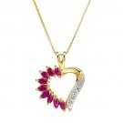 Ruby and diamond heart necklace