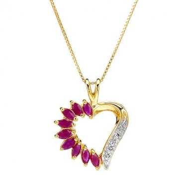 Ruby and diamond heart necklace