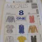 McCALL'S #8222 - LADIES ( 8 STYLE ) LONG-SHORT or SLEEVELESS TOP PATTERN 10-14