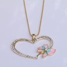 JN05 GlodTone  Big Heart and Dragonfly Necklace wholesale price $9.99