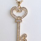 GH01 X-large Gold Crystal Heart Necklace wholesale price $8.99