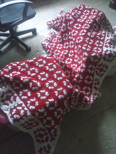 Twin Red and White Afghan