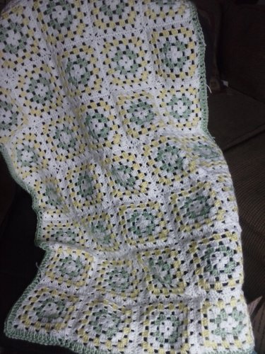 green and yellow crib afghan