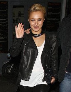 Hayden Panettiere Black Biker Style Fashion Leather Jacket