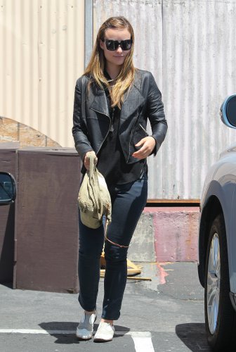 Olivia Wilde Large Collar Black Leather Jacket-429
